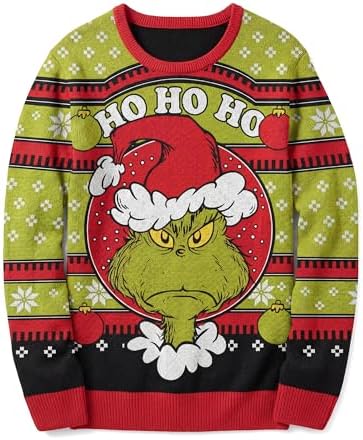 Dr. Seuss The Grinch Ho Ho Ho Ugly Christmas Sweater Men's …