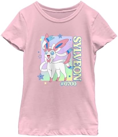 Girl's Pokemon Colorful Sylveon Stars T-Shirt