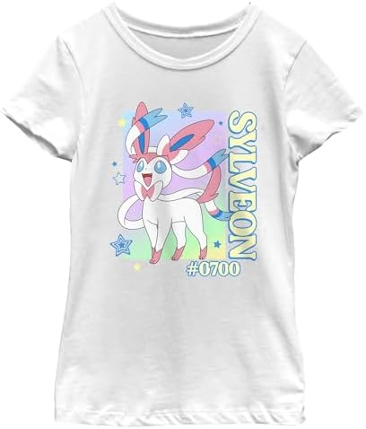 Girl's Pokemon Colorful Sylveon Stars T-Shirt
